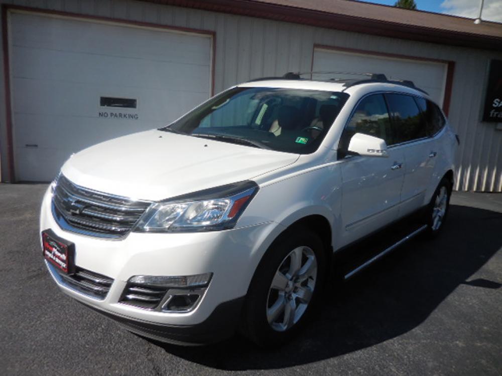 2017 White Chevrolet Traverse Premier AWD (1GNKVJKD7HJ) with an 3.6L V6 DOHC 24V engine, 6A transmission, located at 8464 Route 219, Brockway, PA, 15824, (814) 265-1330, 41.226871, -78.780518 - Photo #0
