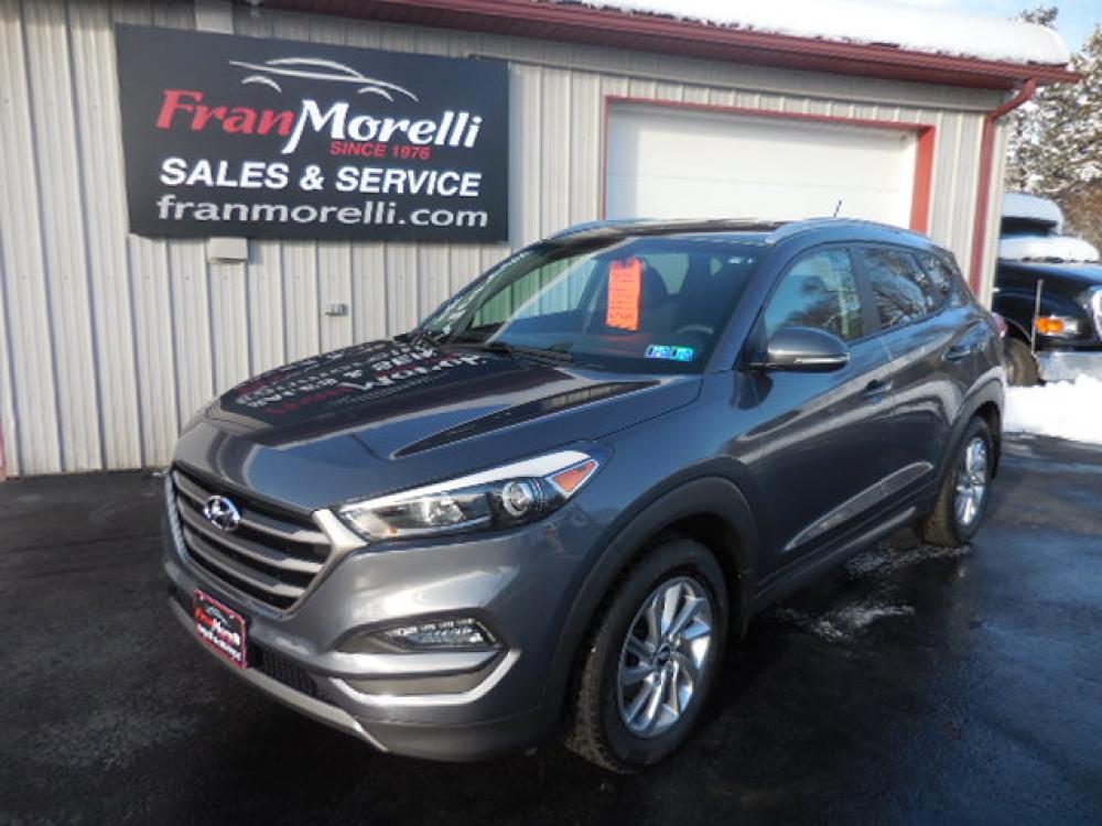 2016 Charcoal Hyundai Tucson Eco AWD (KM8J3CA24GU) with an 1.6L L4 DOHC 16V engine, 7A transmission, located at 8464 Route 219, Brockway, PA, 15824, (814) 265-1330, 41.226871, -78.780518 - Photo #0