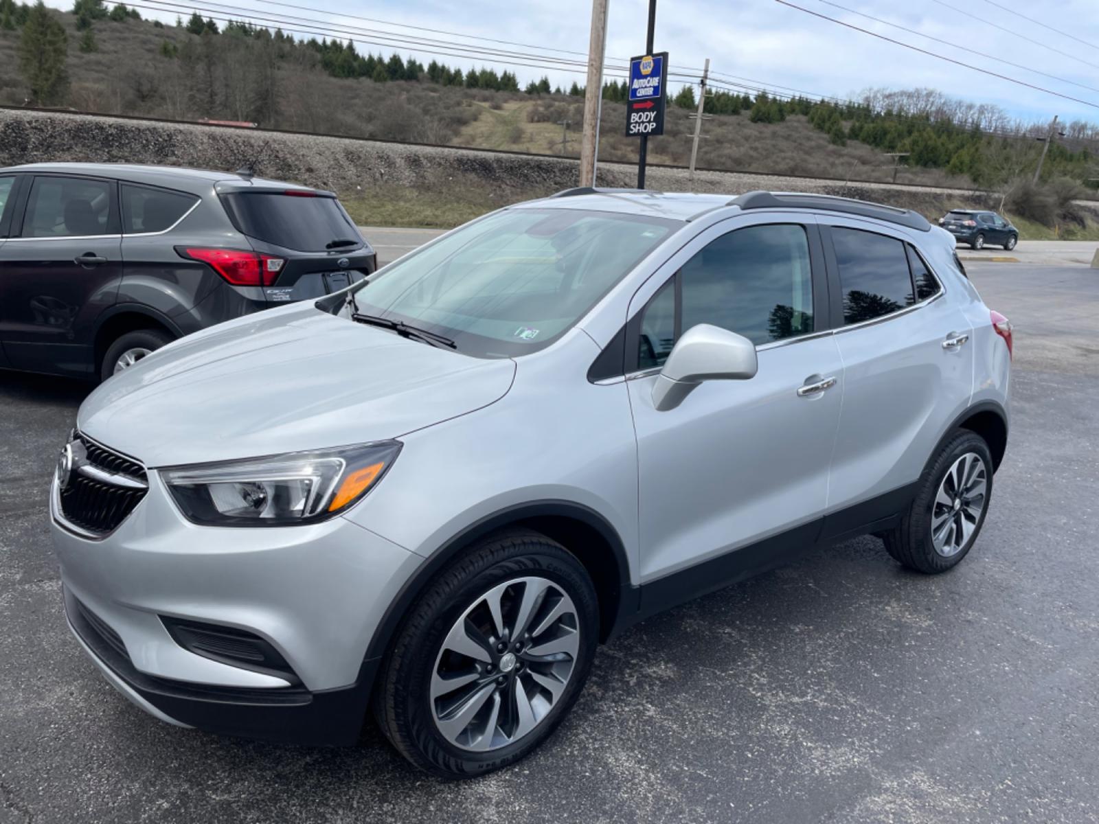 2021 Silver Buick Encore Preferred AWD (KL4CJESB8MB) with an 1.4L L4 DOHC 16V TURBO engine, 6A transmission, located at 8464 Route 219, Brockway, PA, 15824, (814) 265-1330, 41.226871, -78.780518 - Great shape and low miles on this local preowned 2021 Buick Encore Preferred AWD with cloth interior, powerseat, air condition, power windows and locks, factory alloys, and ONLY 21000 miles. This Buick suv is serviced, Pa-Inspected, and comes with factory warranty. Hurry in this one won't last long - Photo #0