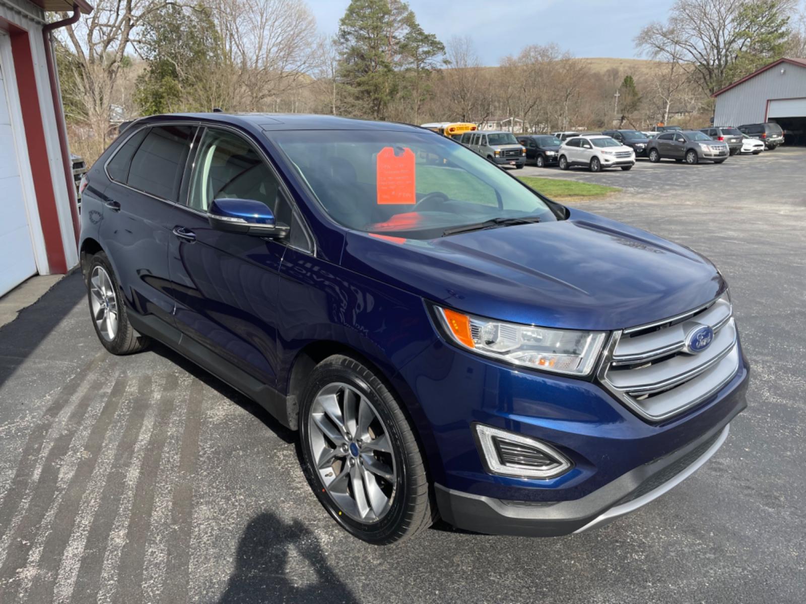 2016 Blue Ford Edge Titanium AWD (2FMPK4K8XGB) with an 3.5L V6 DOHC 24V engine, 6A transmission, located at 8464 Route 219, Brockway, PA, 15824, (814) 265-1330, 41.226871, -78.780518 - Sharp looking pre owned 2016 Ford Edge Titanium AWD well equipped and serviced up. This used Ford suv comes nicely equipped with leather interior, power/heated/cool front seats, navigation, air condition, power windows and locks, pano roof, factory alloys and much more. ONLY 61000 miles on this Edge - Photo #23