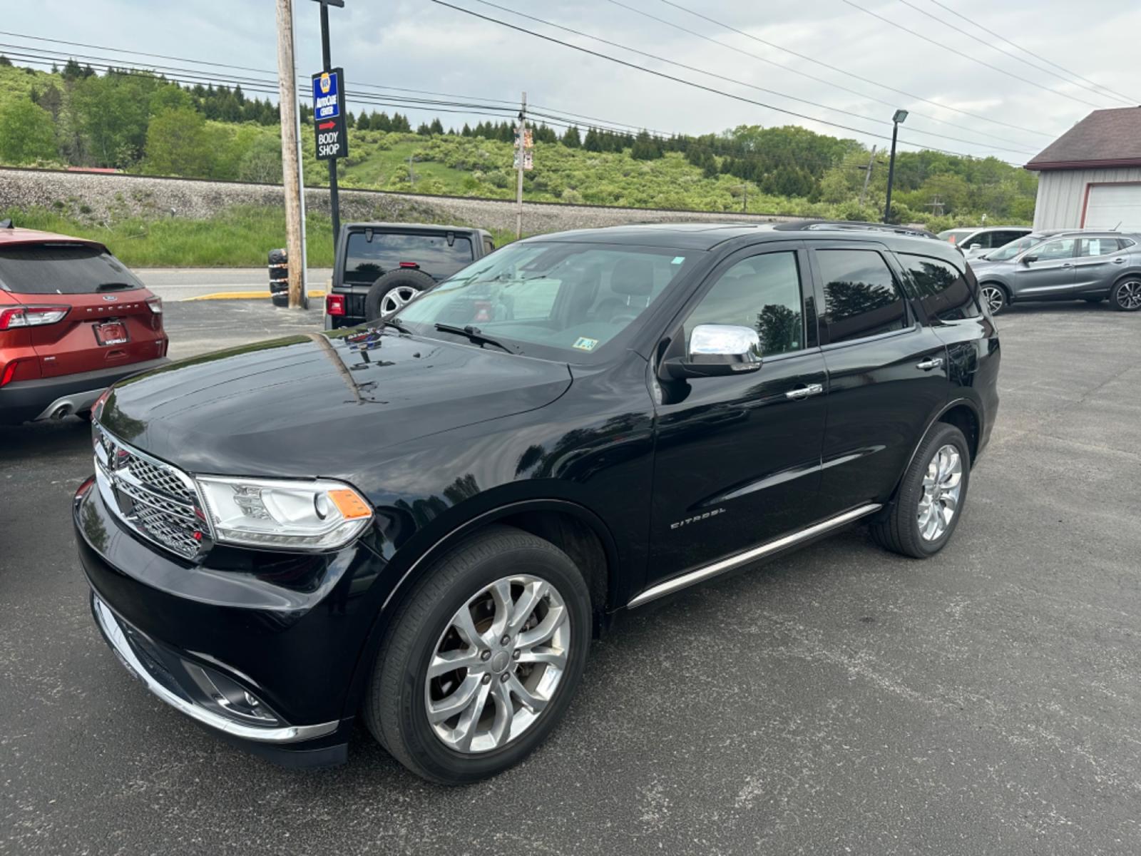 2017 Black Dodge Durango Citadel AWD (1C4RDJEG9HC) with an 3.6L V6 DOHC 24V engine, 8A transmission, located at 8464 Route 219, Brockway, PA, 15824, (814) 265-1330, 41.226871, -78.780518 - Sharp looking 2017 Dodge Durango Citael AWD with leather interior, power/heated front seats, sunroof, navigation, chrome alloys, 3rd row seating, rear a/c, and much more. Only 93000 miles. Serviced and Pa-Inspected for delivery. Save $$$ on the pre owned suv. - Photo #0