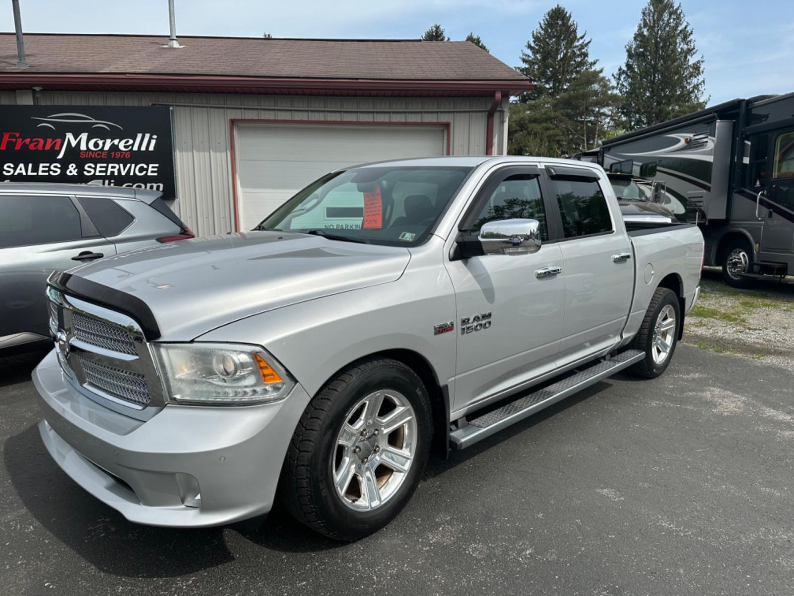 2014 Silver RAM 1500 Laramie Longhorn Edition Crew Cab SWB 4WD (\1C6RR7PT2E) with an 5.7L V8 OHV 16V engine, 6-Speed Automatic transmission, located at 8464 Route 219, Brockway, PA, 15824, (814) 265-1330, 41.226871, -78.780518 - Good looking and well taken care of 2014 Ram 1500 Crew Cab 4wd well equipped. Hemi engine, leather interior with heated/power seats, navigation, sunroof, hitch, and much more. ONLY 65000 miles and comes serviced. Marked well below retail value. - Photo #0