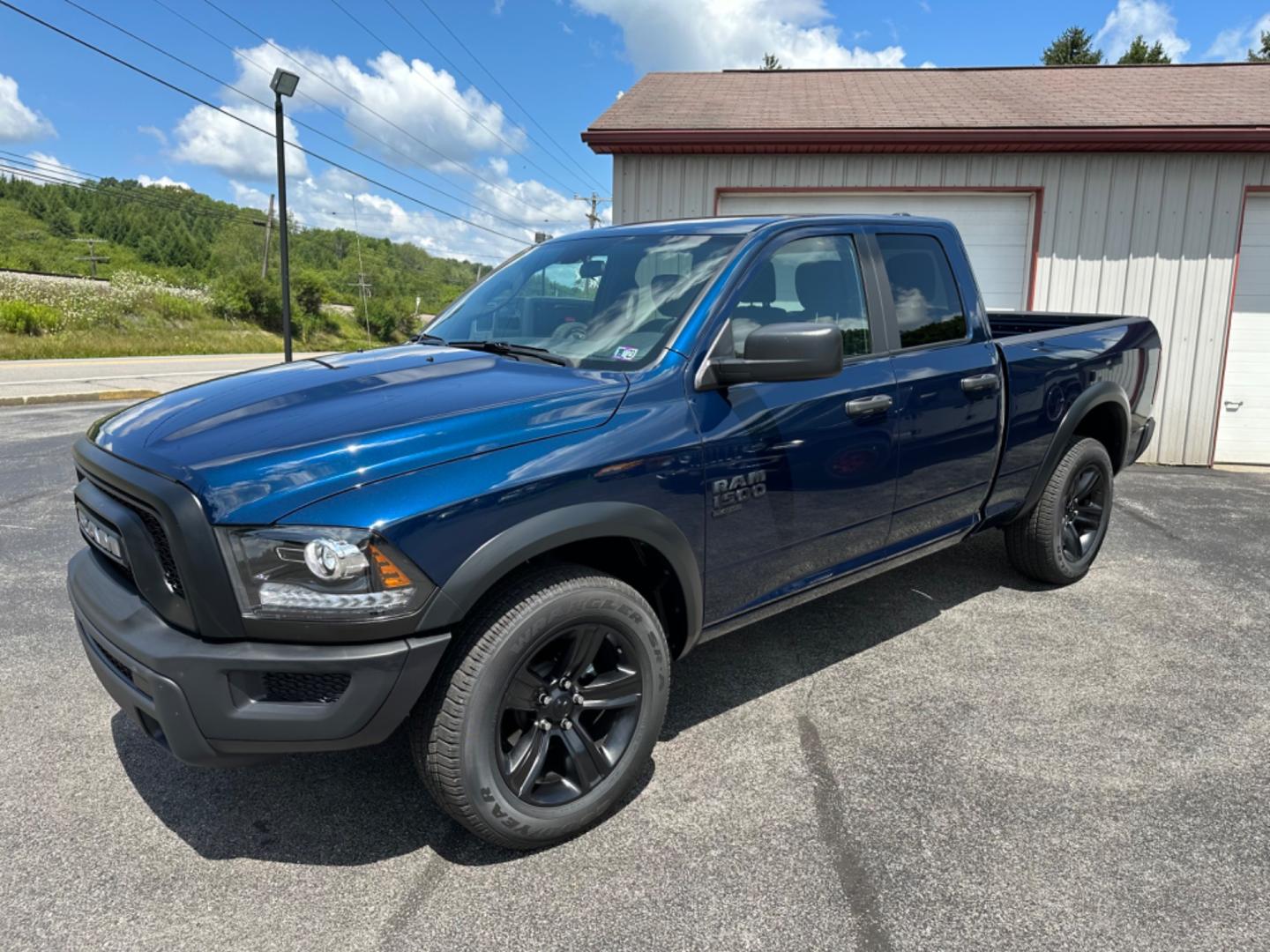 2022 Blue RAM 1500 SLT Quad Cab 4WD (1C6RR7GG3NS) with an 3.6L V6 DOHC 24V FFV engine, 8A transmission, located at 8464 Route 219, Brockway, PA, 15824, (814) 265-1330, 41.226871, -78.780518 - Local 1-owner with ONLY 1200 miles. Warlock package with 3.6/V6, air condition, power windows and locks, factory alloys, hitch, and next to new. Lots of factory remaining warranty. - Photo#0