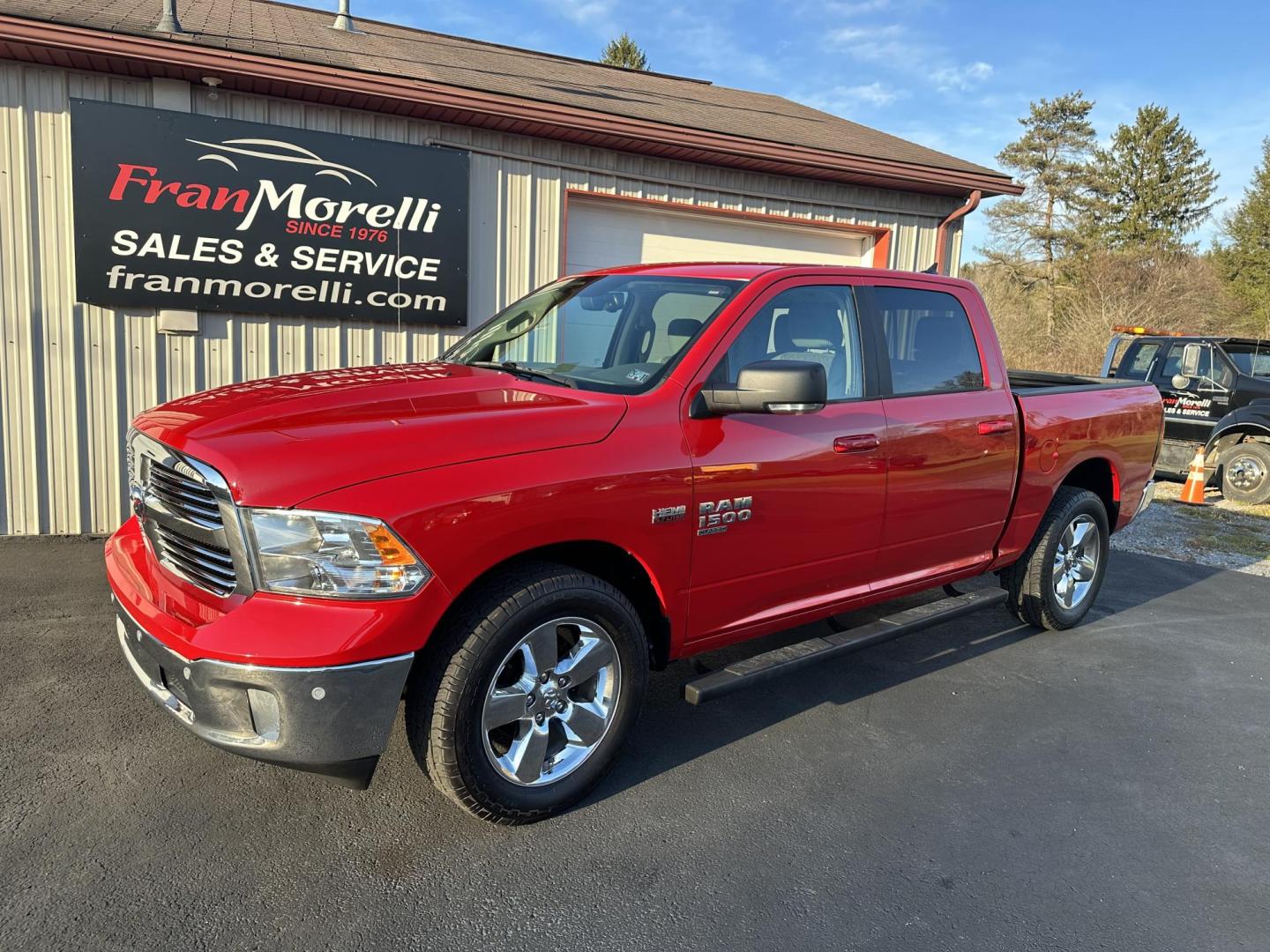 2019 Red RAM 1500 SLT Crew Cab SWB 4WD (1C6RR7LTXKS) with an 5.7L V8 OHV 16V engine, 8A transmission, located at 8464 Route 219, Brockway, PA, 15824, (814) 265-1330, 41.226871, -78.780518 - Sharp looking 2019 Ram 1500 Crew cab Big horn 4wd with Hemi, air condition, power windows and locks, power seat, 20's, spray in liner, factory hitch and ONLY 76000 miles. Serviced up and ready to go. - Photo#0