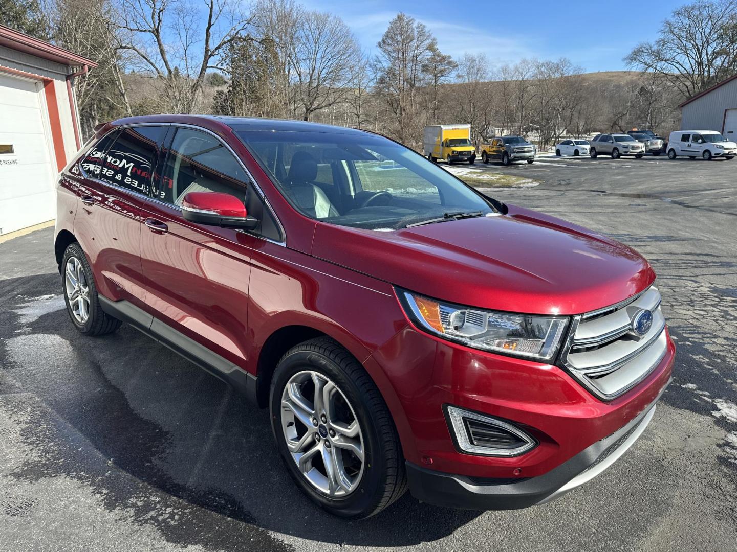 2018 Red Ford Edge Titanium AWD (2FMPK4K94JB) with an 2.0L L4 DOHC 16V engine, 6A transmission, located at 8464 Route 219, Brockway, PA, 15824, (814) 265-1330, 41.226871, -78.780518 - Sharp, clean, and well equipped 2018 Ford Edge Titanium AWD with leather interior, power/heated/air front seats, navigation, pano roof, factory alloys and much more. ONLY 81000 miles on this Ford suv. Serviced, Pa-inspected with new tires. - Photo#16