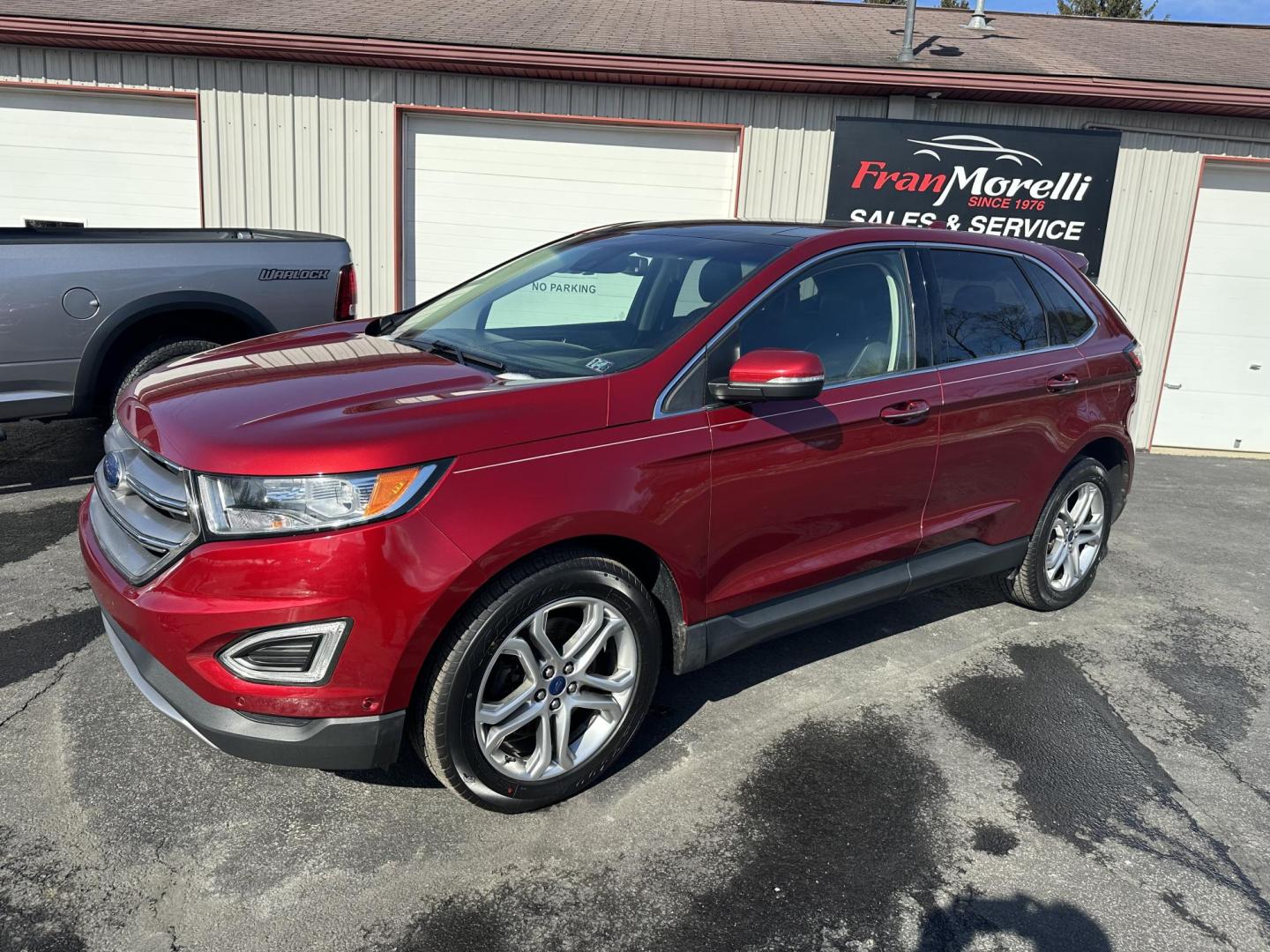 2018 Red Ford Edge Titanium AWD (2FMPK4K94JB) with an 2.0L L4 DOHC 16V engine, 6A transmission, located at 8464 Route 219, Brockway, PA, 15824, (814) 265-1330, 41.226871, -78.780518 - Sharp, clean, and well equipped 2018 Ford Edge Titanium AWD with leather interior, power/heated/air front seats, navigation, pano roof, factory alloys and much more. ONLY 81000 miles on this Ford suv. Serviced, Pa-inspected with new tires. - Photo#0