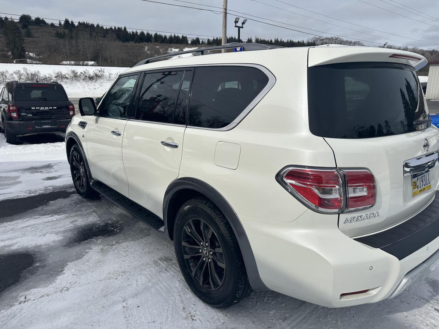 2018 White Nissan Armada SV AWD (JN8AY2NC1J9) with an 5.6L V8 DOHC 32V engine, 7A transmission, located at 8464 Route 219, Brockway, PA, 15824, (814) 265-1330, 41.226871, -78.780518 - Sharp, well taken care of 2018 Nissan Armada Platinum AWD with V8 engine, leather interior, power/heated seats, sunroof, navigation, 3rd row seating with 7-passenger with rear a/c, running boards and much much more. Very clean and priced to sell. Call Darren on this sweet Nissan. - Photo#10