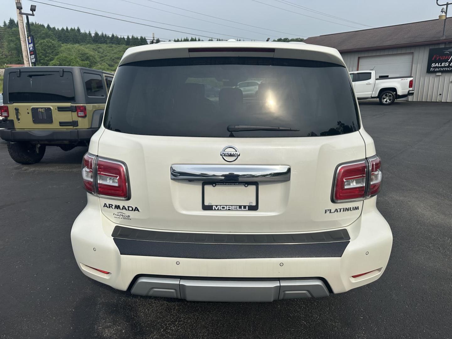 2018 White Nissan Armada SV AWD (JN8AY2NC1J9) with an 5.6L V8 DOHC 32V engine, 7A transmission, located at 8464 Route 219, Brockway, PA, 15824, (814) 265-1330, 41.226871, -78.780518 - Sharp, well taken care of 2018 Nissan Armada Platinum AWD with V8 engine, leather interior, power/heated seats, sunroof, navigation, 3rd row seating with 7-passenger with rear a/c, running boards and much much more. Very clean and priced to sell. Call Darren on this sweet Nissan. - Photo#3