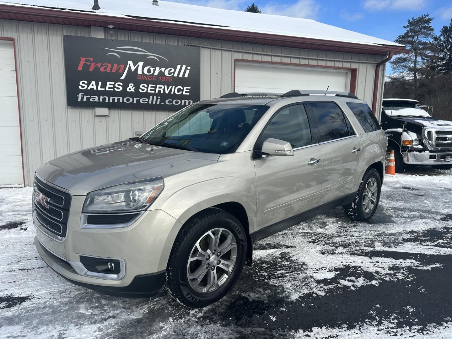 2014 Tan GMC Acadia SLT-1 AWD (1GKKVRKD3EJ) with an 3.6L V6 DOHC 24V engine, 6-Speed Automatic transmission, located at 8464 Route 219, Brockway, PA, 15824, (814) 265-1330, 41.226871, -78.780518 - Very clean locally traded in with lots of equipment. This 2014 GMC Acadia SLT AWD is equipped with leather interior, captain chairs, 3rd row seating, sunroof and much more. Serviced up and ready to go. Great price on this Acadia. - Photo#0