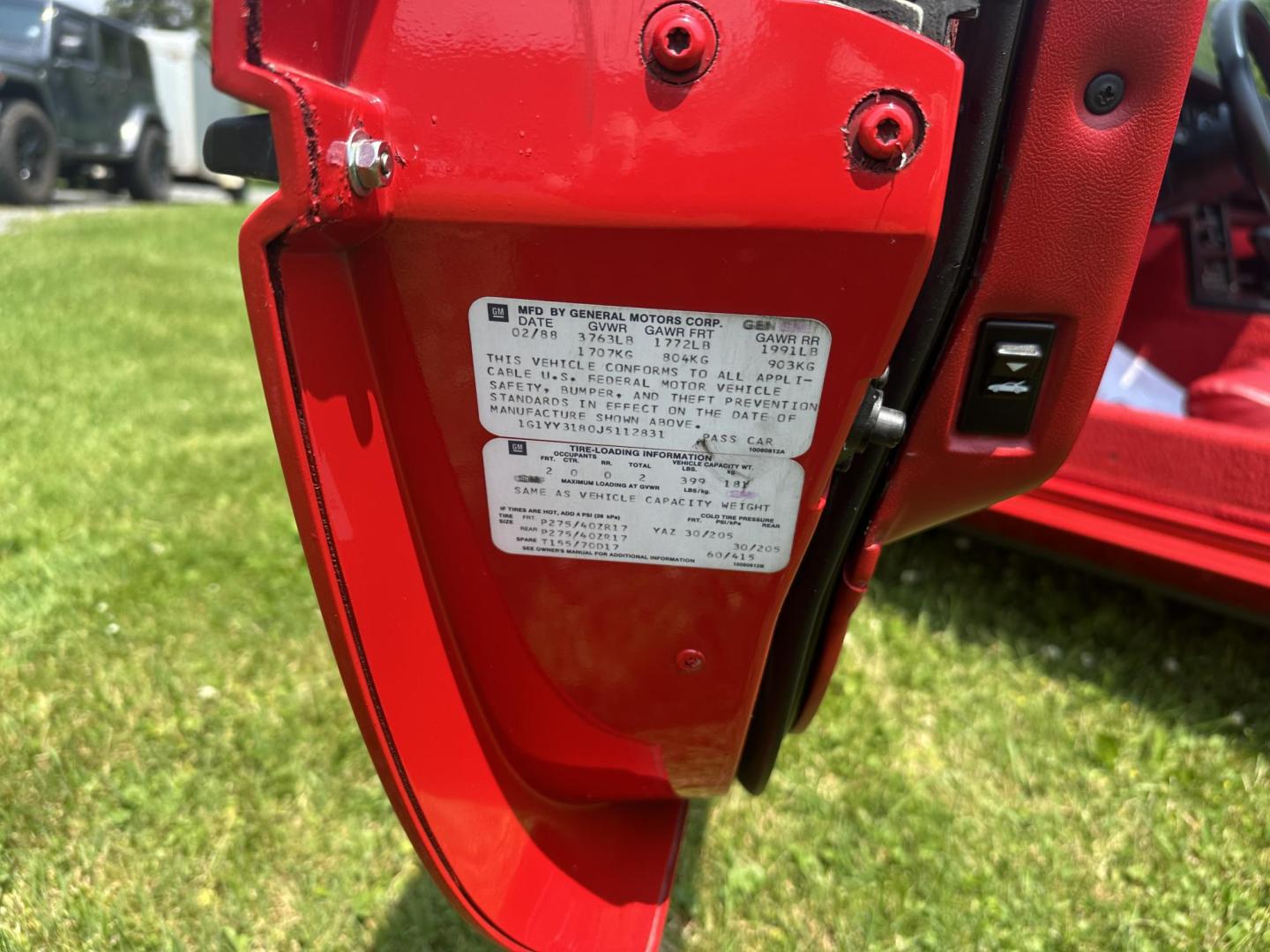1988 Red Chevrolet Corvette Convertible (1G1YY3180J5) with an 5.7L V8 OHV 16V engine, located at 8464 Route 219, Brockway, PA, 15824, (814) 265-1330, 41.226871, -78.780518 - Photo#4