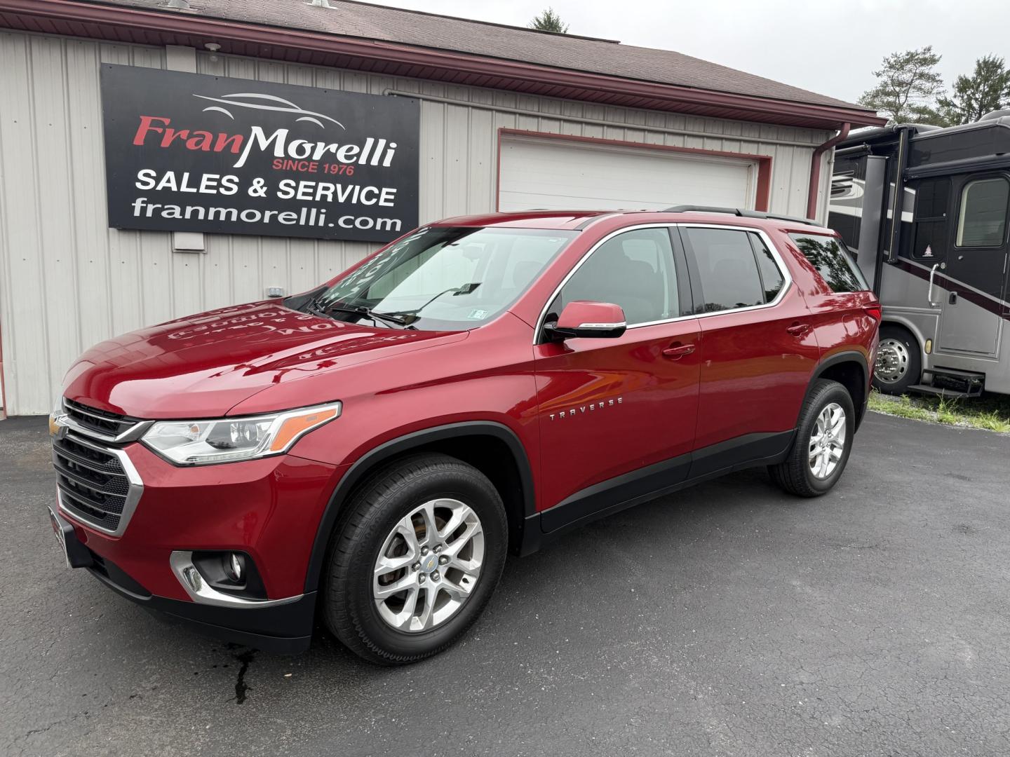 2019 Red Chevrolet Traverse LT Cloth AWD (1GNEVGKW3KJ) with an 3.6L V6 DOHC 24V engine, 9A transmission, located at 8464 Route 219, Brockway, PA, 15824, (814) 265-1330, 41.226871, -78.780518 - Sharp and well taken care of!! Stop in and see this 2019 Chev Traverse LT AWD with V6, air condition, cloth interior with pwr seat, factory wheels, quad seating, rear seat with rear a/c, and good miles. Serviced up and ready to sell. Fran Morelli Sales and Service has been selling vehicles for 50 ye- Photo#0